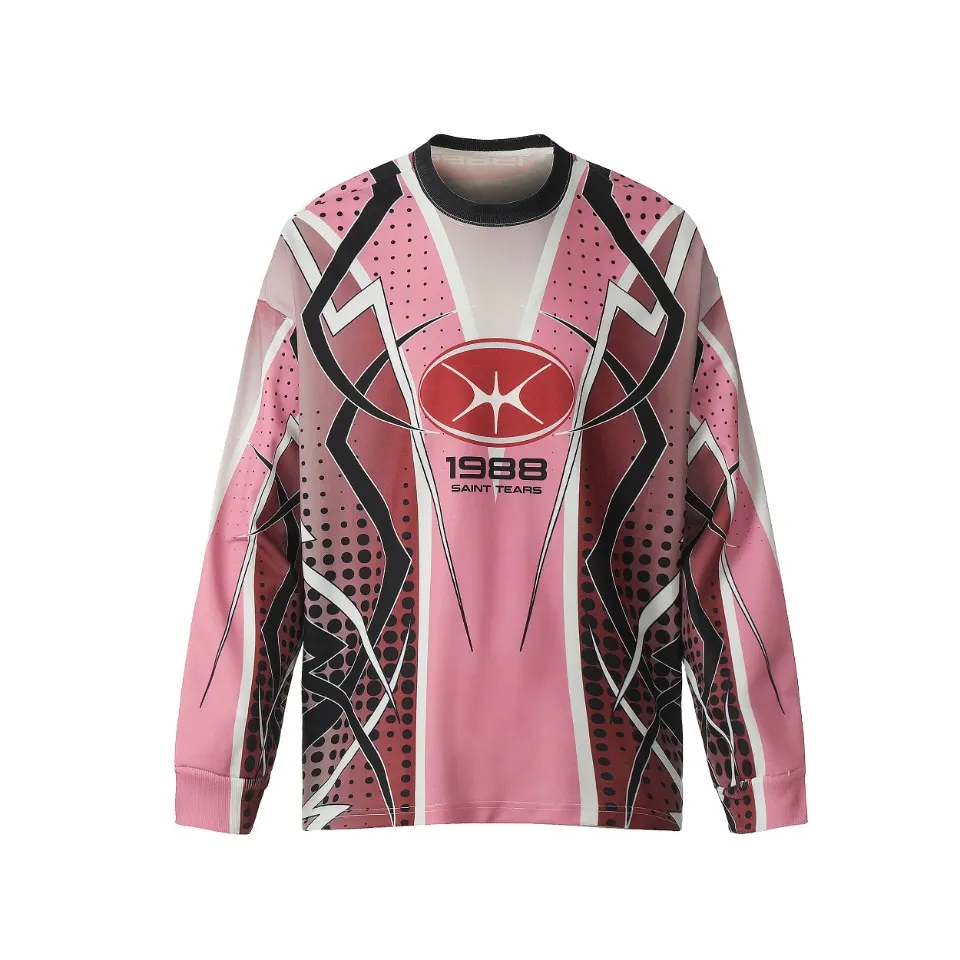 Saint michael tears all-over printed long-sleeved vintage autumn and winter T-shirt Style number: 120 Size: M L XL Wholesale price: 136 Color: blue pink